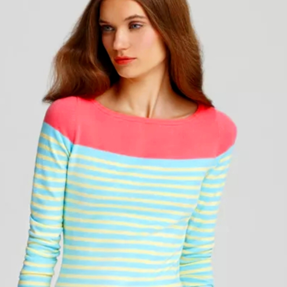 LILLY PULITZER Classic Striped Knit Sweater Pink/Blue/ Yellow Size XL